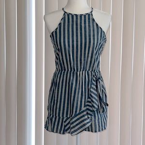 Blue and Cream striped ROMPER! Size medium